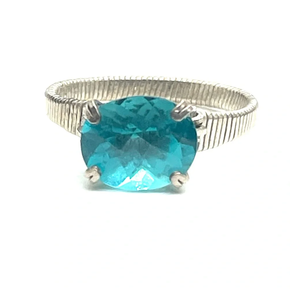 Sterling Wire Wrapped Tourmaline Ring Sz. 10
